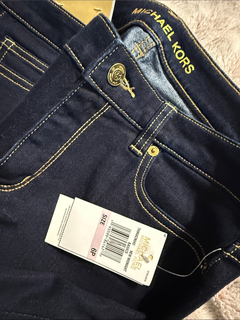 Michael Kors Dark Blue Skinny Jeans with Gold Hardware